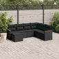 JUNG Vida 7-tlg. Garten-Sofagarnitur mit Kissen Schwarz Poly Rattan