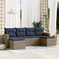 JUNG Vida 6-teiliges Gartensofa-Set mit Kissen, grau, Polyrattan