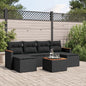 JUNG Vida 7-tlg. Garten-Sofagarnitur mit Kissen Schwarz Poly Rattan