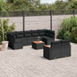 JUNG Vida 10-tlg. Garten-Sofagarnitur mit Kissen Schwarz Poly Rattan