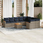 JUNG Vida 10-teiliges Gartensofa-Set mit Kissen, grau, Polyrattan