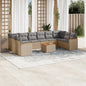 JUNG Vida 11-tlg. Garten-Sofagarnitur mit Kissen Beige Poly Rattan