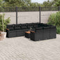 JUNG Vida 11-tlg. Garten-Sofagarnitur mit Kissen Schwarz Poly Rattan