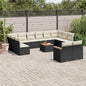 JUNG Vida 13-tlg. Garten-Sofagarnitur mit Kissen Schwarz Poly Rattan