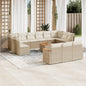 JUNG Vida 14-tlg. Garten-Sofagarnitur mit Kissen Beige Poly Rattan