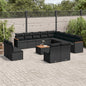 JUNG Vida 14-tlg. Garten-Sofagarnitur mit Kissen Schwarz Poly Rattan