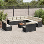 JUNG Vida 14-tlg. Garten-Sofagarnitur mit Kissen Schwarz Poly Rattan