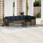 JUNG Vida 9-teiliges Gartensofa-Set mit Kissen, grau, Polyrattan