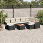 JUNG Vida 10-tlg. Garten-Sofagarnitur mit Kissen Schwarz Poly Rattan