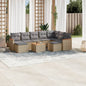 JUNG Vida 10-tlg. Garten-Sofagarnitur mit Kissen Beige Poly Rattan