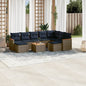 JUNG Vida 10-teiliges Gartensofa-Set mit Kissen, grau, Polyrattan