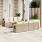 JUNG Vida 9-tlg. Garten-Sofagarnitur mit Kissen Beige Poly Rattan
