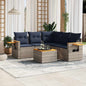 JUNG Vida 6-tlg. Garten-Sofagarnitur mit Kissen Grau Poly Rattan