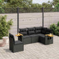 JUNG Vida 5-tlg. Garten-Sofagarnitur mit Kissen Schwarz Poly Rattan