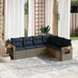 JUNG Vida 6-tlg. Garten-Sofagarnitur mit Kissen Grau Poly Rattan