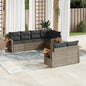 JUNG Vida 7-tlg. Garten-Sofagarnitur mit Kissen Grau Poly Rattan