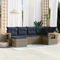 JUNG Vida 6-tlg. Garten-Sofagarnitur mit Kissen Grau Poly Rattan