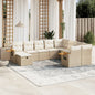 JUNG Vida 10-tlg. Garten-Sofagarnitur mit Kissen Beige Poly Rattan