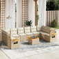 JUNG Vida 11-tlg. Garten-Sofagarnitur mit Kissen Beige Poly Rattan