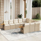 JUNG Vida 10-tlg. Garten-Sofagarnitur mit Kissen Beige Poly Rattan