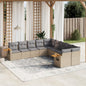 JUNG Vida 10-tlg. Garten-Sofagarnitur mit Kissen Beige Poly Rattan