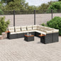 JUNG Vida 11-tlg. Garten-Sofagarnitur mit Kissen Schwarz Poly Rattan