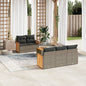JUNG Vida 6-tlg. Garten-Sofagarnitur mit Kissen Grau Poly Rattan