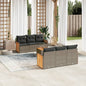 JUNG Vida 7-tlg. Garten-Sofagarnitur mit Kissen Grau Poly Rattan