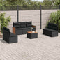 JUNG Vida 8-tlg. Garten-Sofagarnitur mit Kissen Schwarz Poly Rattan