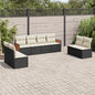 JUNG Vida 8-tlg. Garten-Sofagarnitur mit Kissen Schwarz Poly Rattan