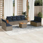 JUNG Vida 9-teiliges Gartensofa-Set mit Kissen, grau, Polyrattan