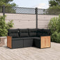JUNG Vida 4-tlg. Garten-Sofagarnitur mit Kissen Schwarz Poly Rattan