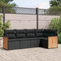 JUNG Vida 5-tlg. Garten-Sofagarnitur mit Kissen Schwarz Poly Rattan