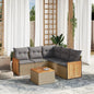 JUNG Vida 6-tlg. Garten-Sofagarnitur mit Kissen Beige Poly Rattan