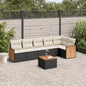 JUNG Vida 7-tlg. Garten-Sofagarnitur mit Kissen Schwarz Poly Rattan