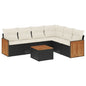 JUNG Vida 7-tlg. Garten-Sofagarnitur mit Kissen Schwarz Poly Rattan