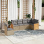 JUNG Vida 6-tlg. Garten-Sofagarnitur mit Kissen Beige Poly Rattan