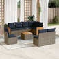 JUNG Vida 9-teiliges Gartensofa-Set mit Kissen, grau, Polyrattan