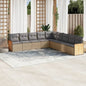 JUNG Vida 9-tlg. Garten-Sofagarnitur mit Kissen Beige Poly Rattan