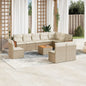 JUNG Vida 11-tlg. Garten-Sofagarnitur mit Kissen Beige Poly Rattan