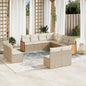 JUNG Vida 11-tlg. Garten-Sofagarnitur mit Kissen Beige Poly Rattan