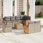 JUNG Vida 9-tlg. Garten-Sofagarnitur mit Kissen Beige Poly Rattan