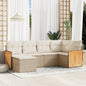 JUNG Vida 6-tlg. Garten-Sofagarnitur mit Kissen Beige Poly Rattan