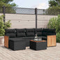 JUNG Vida 7-tlg. Garten-Sofagarnitur mit Kissen Schwarz Poly Rattan