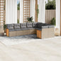 JUNG Vida 9-tlg. Garten-Sofagarnitur mit Kissen Beige Poly Rattan