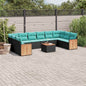 JUNG Vida 11-teiliges Gartensofa-Set mit Kissen, schwarzes Polyrattan