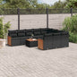 JUNG Vida 11-tlg. Garten-Sofagarnitur mit Kissen Schwarz Poly Rattan