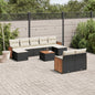 JUNG Vida 10-tlg. Garten-Sofagarnitur mit Kissen Schwarz Poly Rattan