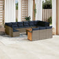 JUNG Vida 16-teiliges Gartensofa-Set mit Kissen, grau, Polyrattan