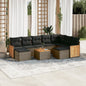 JUNG Vida 10-tlg. Garten-Sofagarnitur mit Kissen Grau Poly Rattan